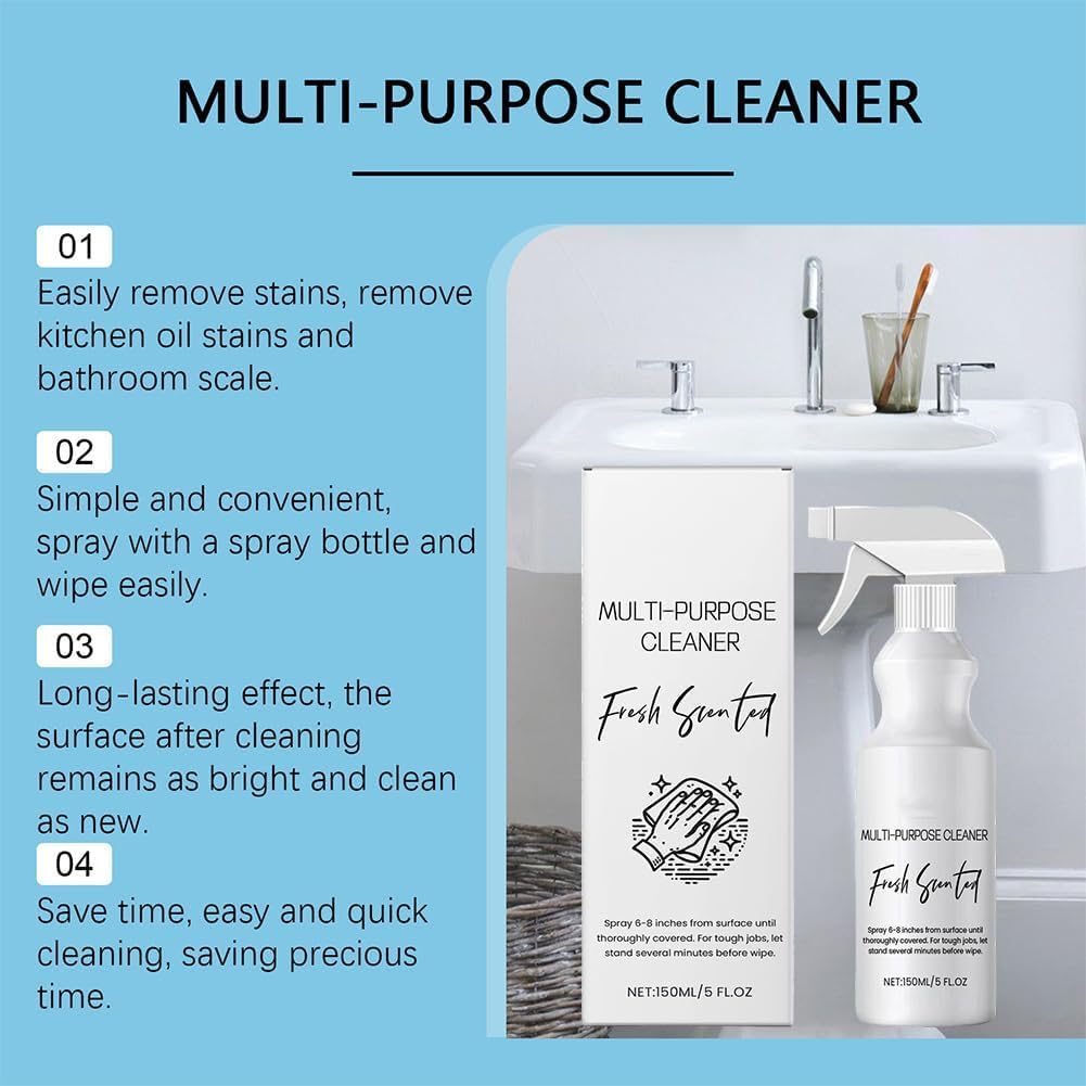 2Pcs R&W Multi Purpose Cleaner,Brazilian Waves Multi Purpose Cleaner,All-purpose Rinse-free Cleaning Spray for Cleaning Bathrooms,Floors,Kitchens
