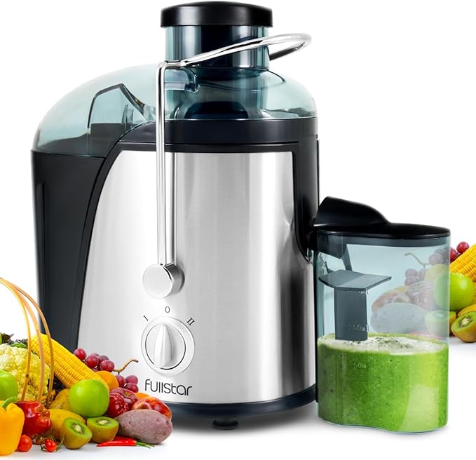 Fullstar compact juicer with stainless accent and wide mouth