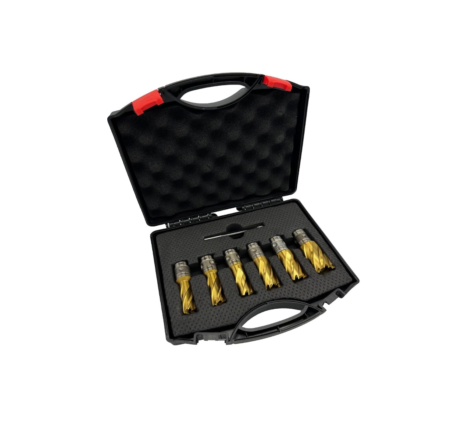 SMI Kernbohrer SET 7 teilig HSS TIN mit 12, 14, 16, 18, 20, 22 mm Auswerferstift mit 30 mm Schnitttiefe Aufnahme FEIN Quick-In