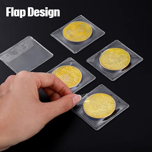Vista 5 de 150 fundas para monedas de un solo bolsillo, soportes para billetes de divisas, de PVC transparente, fundas individuales para monedas, protector