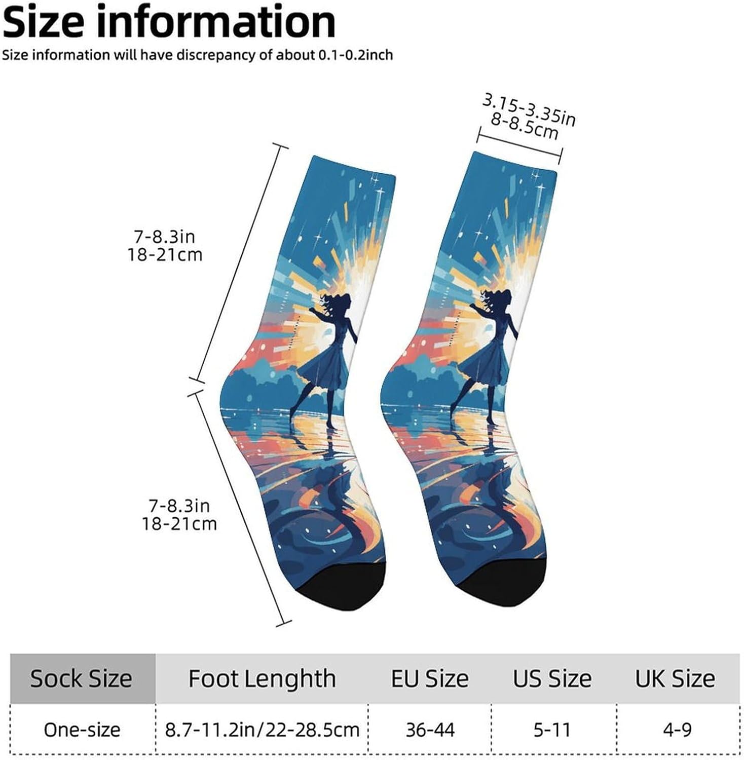 Dancing on Water Crew Sock High Stocking Grippy Socks | Socks for Men & Women,Stockings-Long Thin Tube Sports, Breathable Soft Athletic for Nurses,Travel