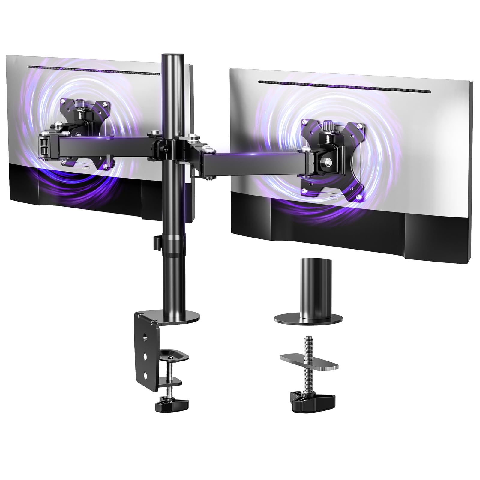 HEYMIX LIFE Dual Monitor Arm - Screen Mount Monitor Arm for Computer Monitors, Dual Monitor Stand for 2 Screen 13-27" Computer Screens, VESA 75mm/100mm Monitor Holder for Gaming&Office