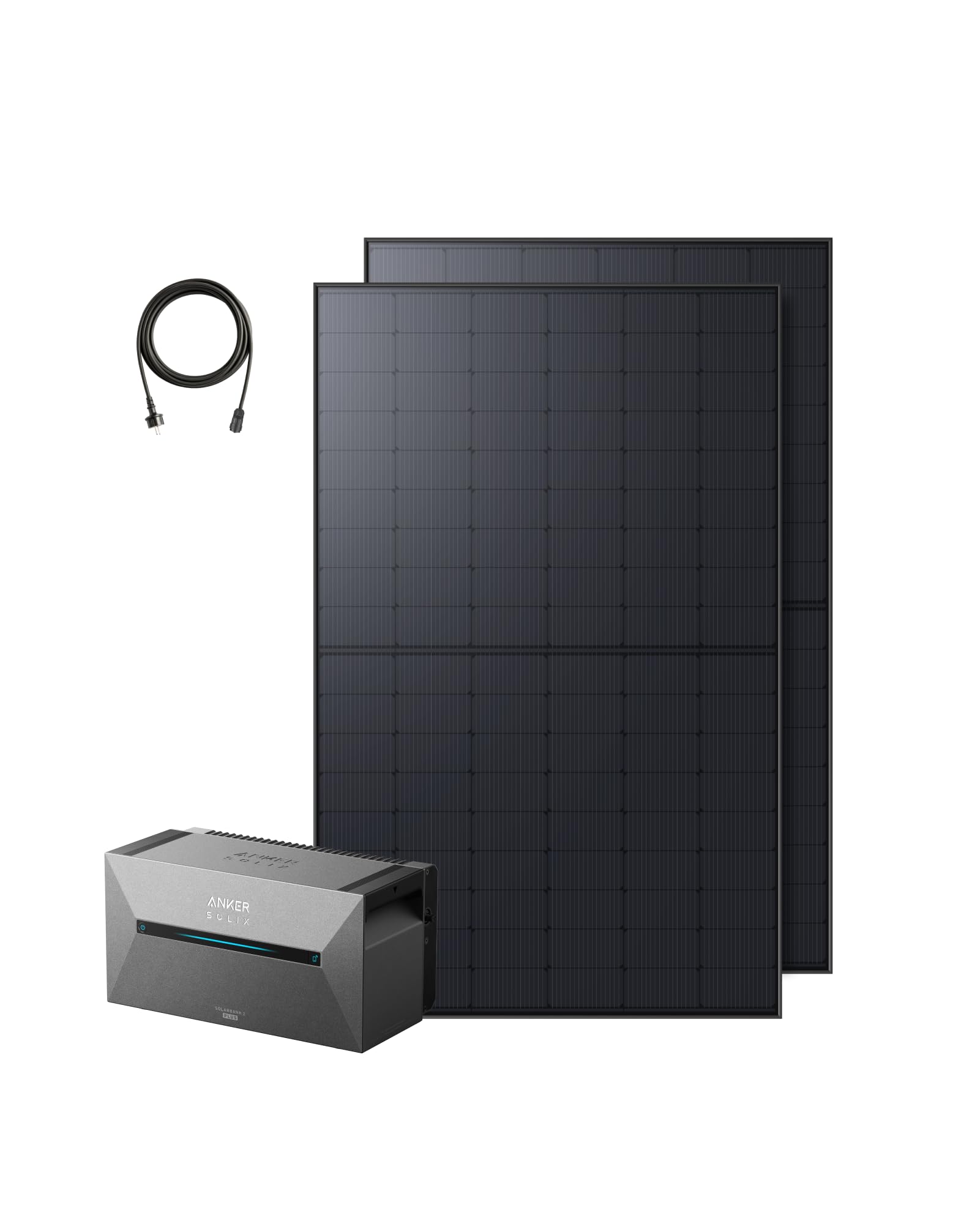 Anker SOLIX Balkonkraftwerk mit Speicher (890W | 1600Wh), Solarbank 2 Plus 2 MPPT für bis zu 2 Solarpanels, 1600Wh Speicher für Balkonkraftwerk, 2x 445W Topcon Solarpanel, 9,6kWh Kapazität E