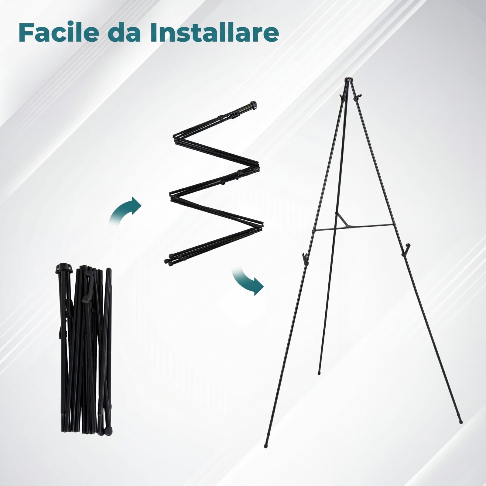 COSTWAY 6 Pz Cavalletto per Dipingere, Cavalletto Pittura in Metallo con Staffe Regolabili, Piedini Antiscivolo e Borsa, Cavalletti da Esposizione Portatile, Portata 10 kg, Per Dipinti Poster