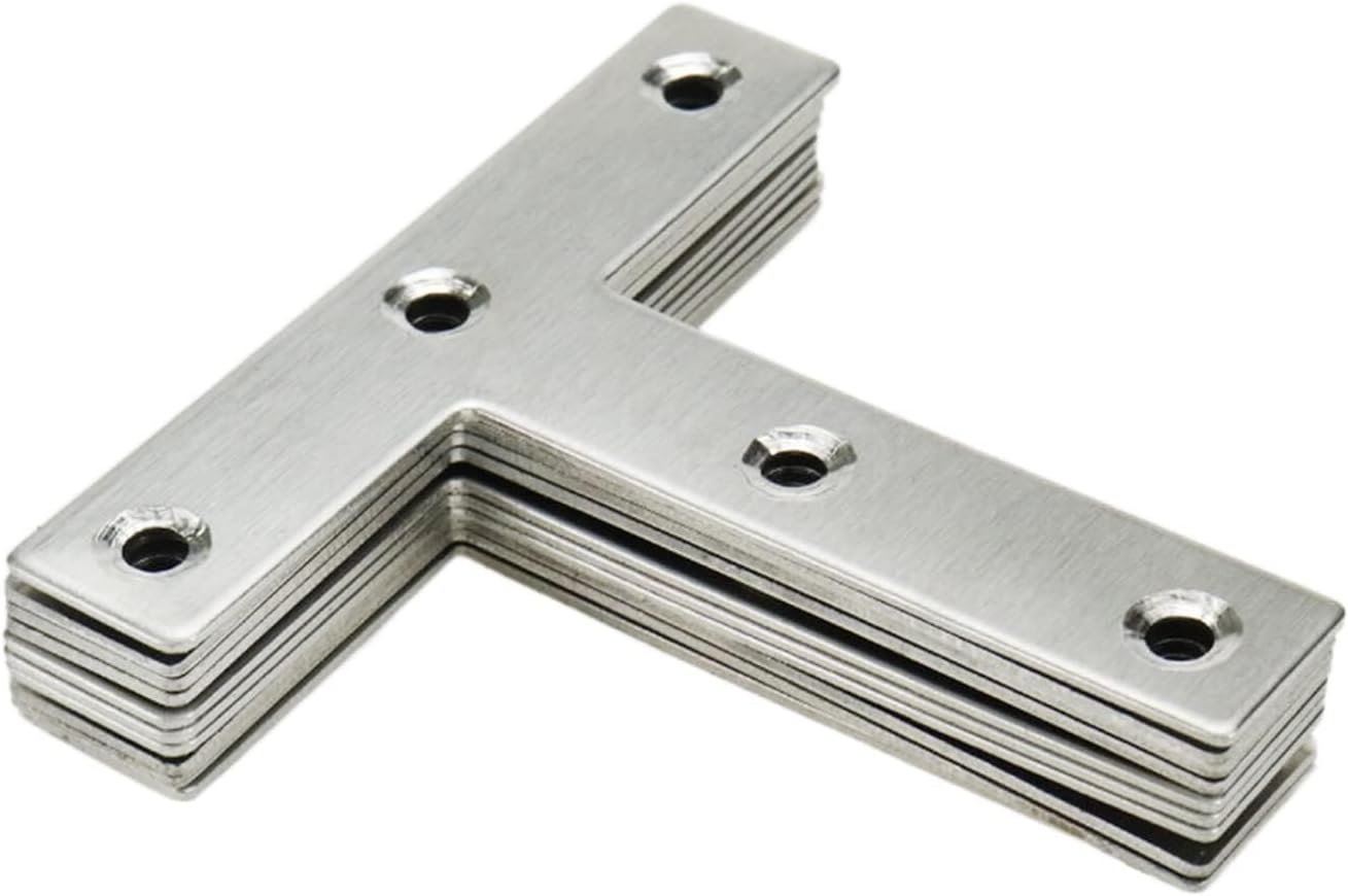 10PCS Stainless Steel T MLK 3.14"x3.14" Flat Mending Plates for Wood