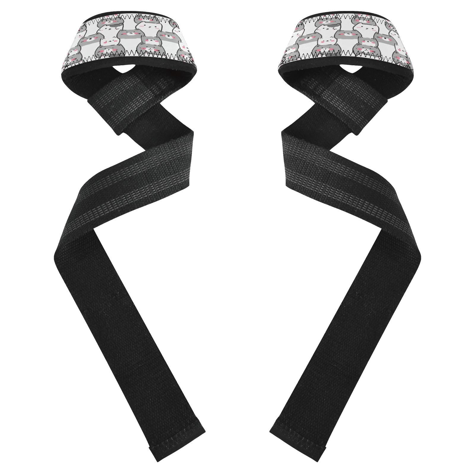 STAYTOP Cute Cartoon Cat Wrist Straps for Weightlifting,Lifting Straps with Neoprene Cushioned Wrist Padded and Anti-Skid Silicone for Strength Training,Bodybuilding,Deadlifting