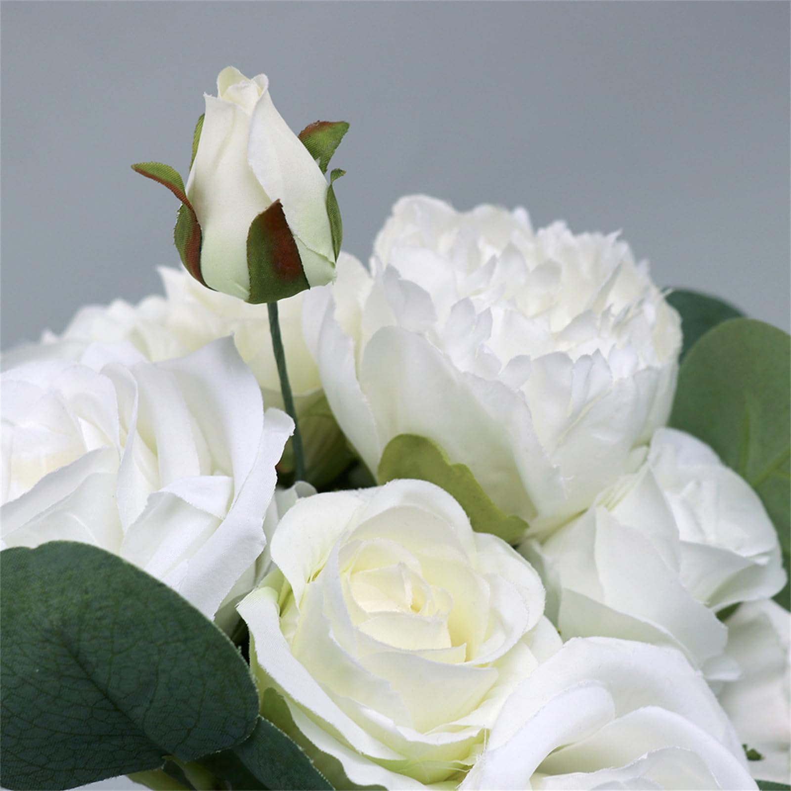 Bouquet de mariage pour demoiselle d'honneur, bouquet de fleurs artificielles pour décoration de cérémonie de mariage, anniversaire de mariage (petit bouquet de roses blanches, lot de 4)