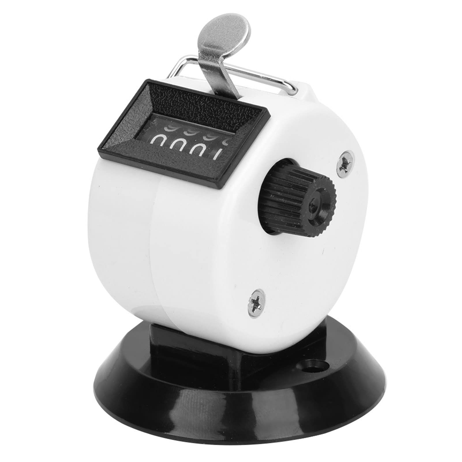Fafeicy Hand Tally Counter, Berm Manual Tally Counter 4 Position ABS Shell Counting Tool Mechanical Desktop Point Counter Can, Track and Field Lap Counters (White)