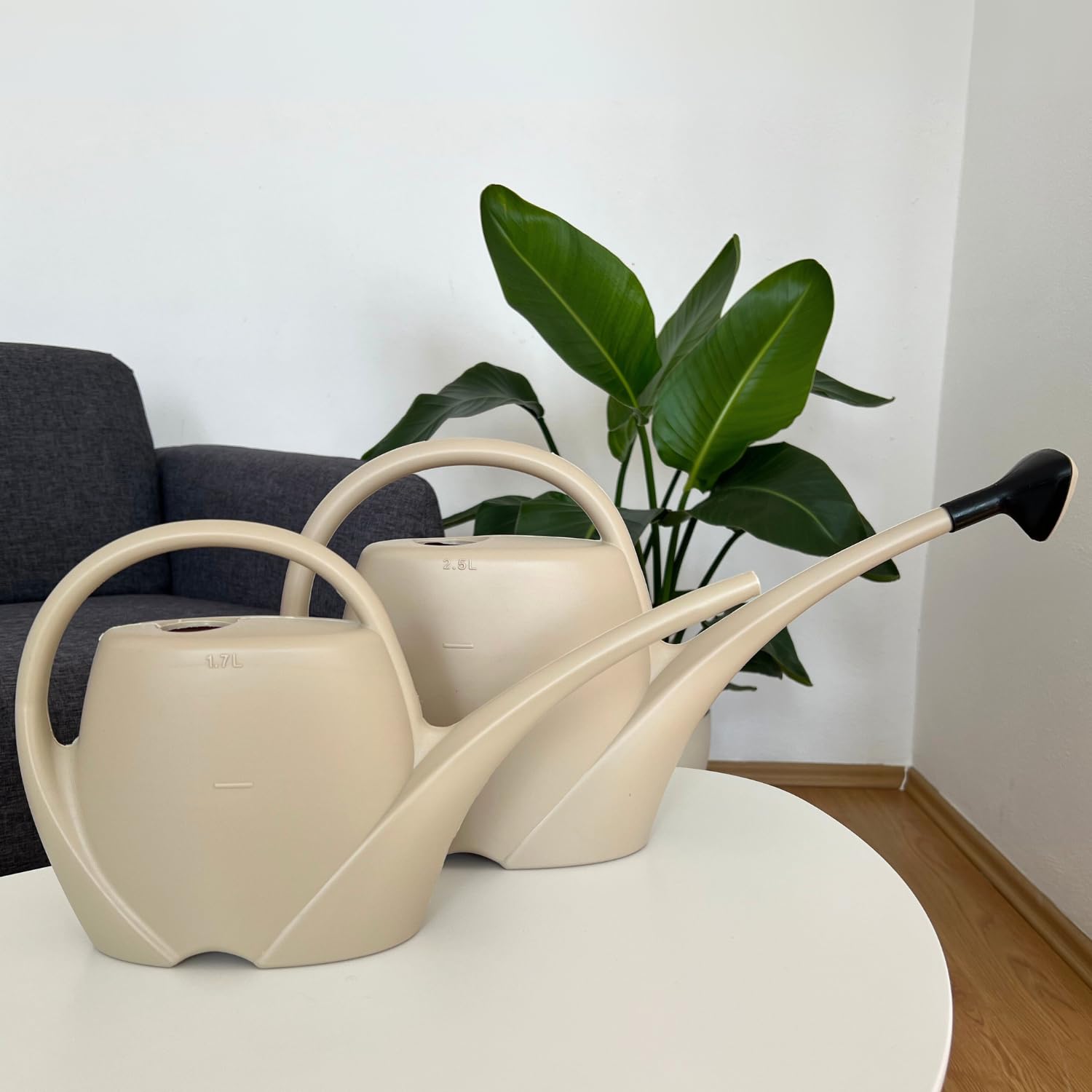 Regadera pequeña con Ducha para Plantas de Interior 2,5 L – Regadera de plástico Regadera para Interior y Exterior – Ideal para Plantas de Interior, Gris Ceniza