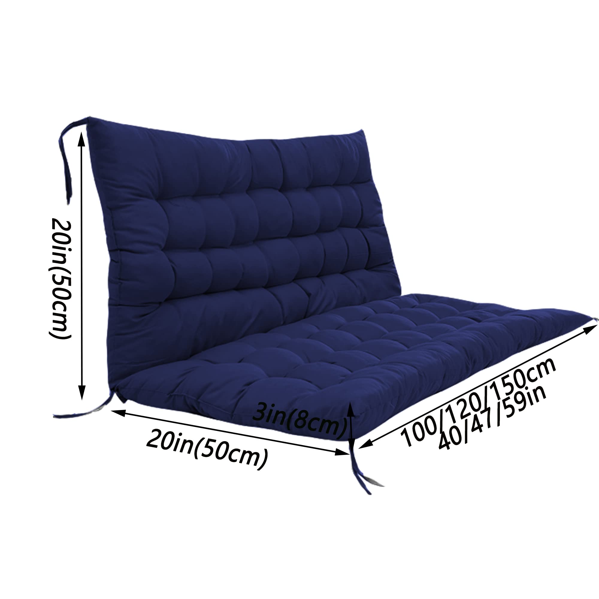 Cuscino per sedia a dondolo da esterno, con schienale, a 2 o 3 posti, cuscini di ricambio per dondolo da giardino, patio, portico, mobili per divanetto, panchine, marrone, 100 x 100 x 8 cm