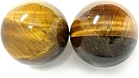 Vista 2 de Top Chi Tigers Eye Baoding Balls para terapia de manos, ejercicio y alivio del estrés (grande 2 pulgadas)