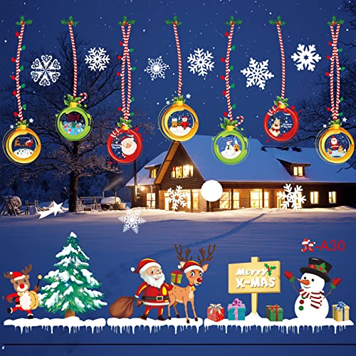 Adhesivos Palos de ventana de Navidad Copos de nieve de Navidad Ventana de reno Decoración de ventana Adhesivo estático Pegatinas de...