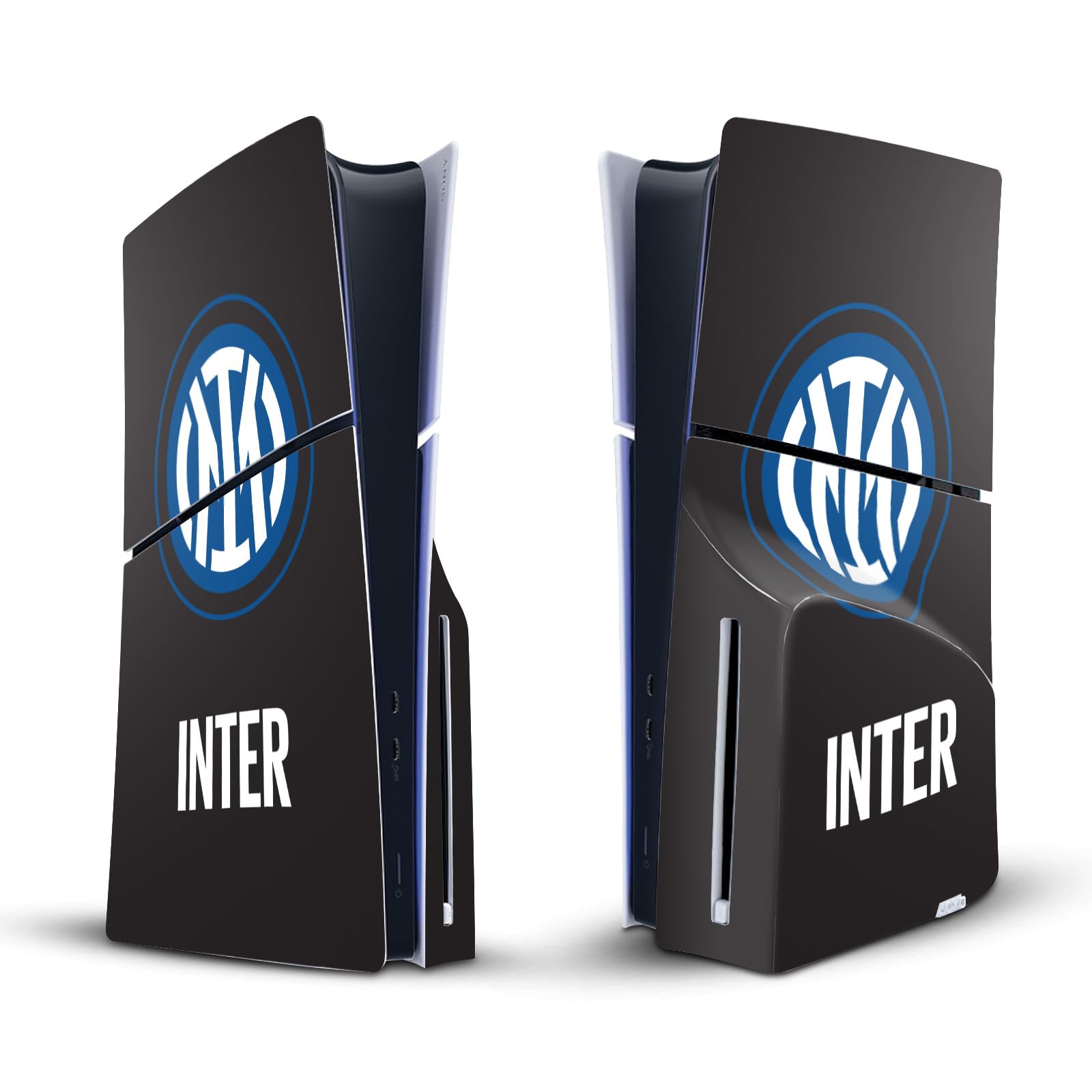 Head Case Designs Licenza Ufficiale Inter Milan Logo su Nero Distintivo Vinile Sticker Gaming Pelle Adesivo Compatibile con Sony Playstation 5 PS5 Slim Disc Edition Console