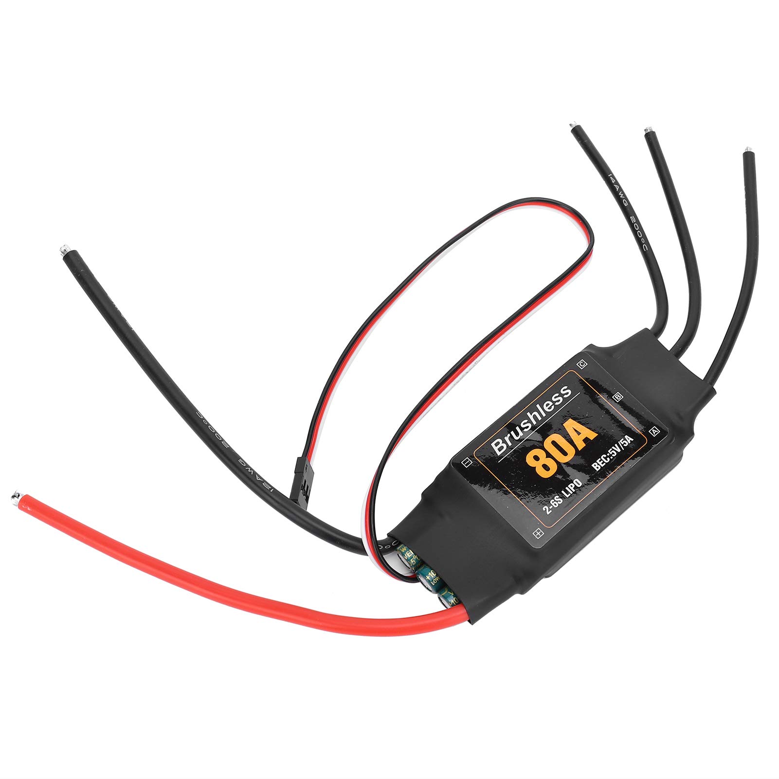 RiToEasysports 80A ESC sin Escobillas, Controlador Electrónico de Velocidad para Helicóptero de Avión RC ((80A))