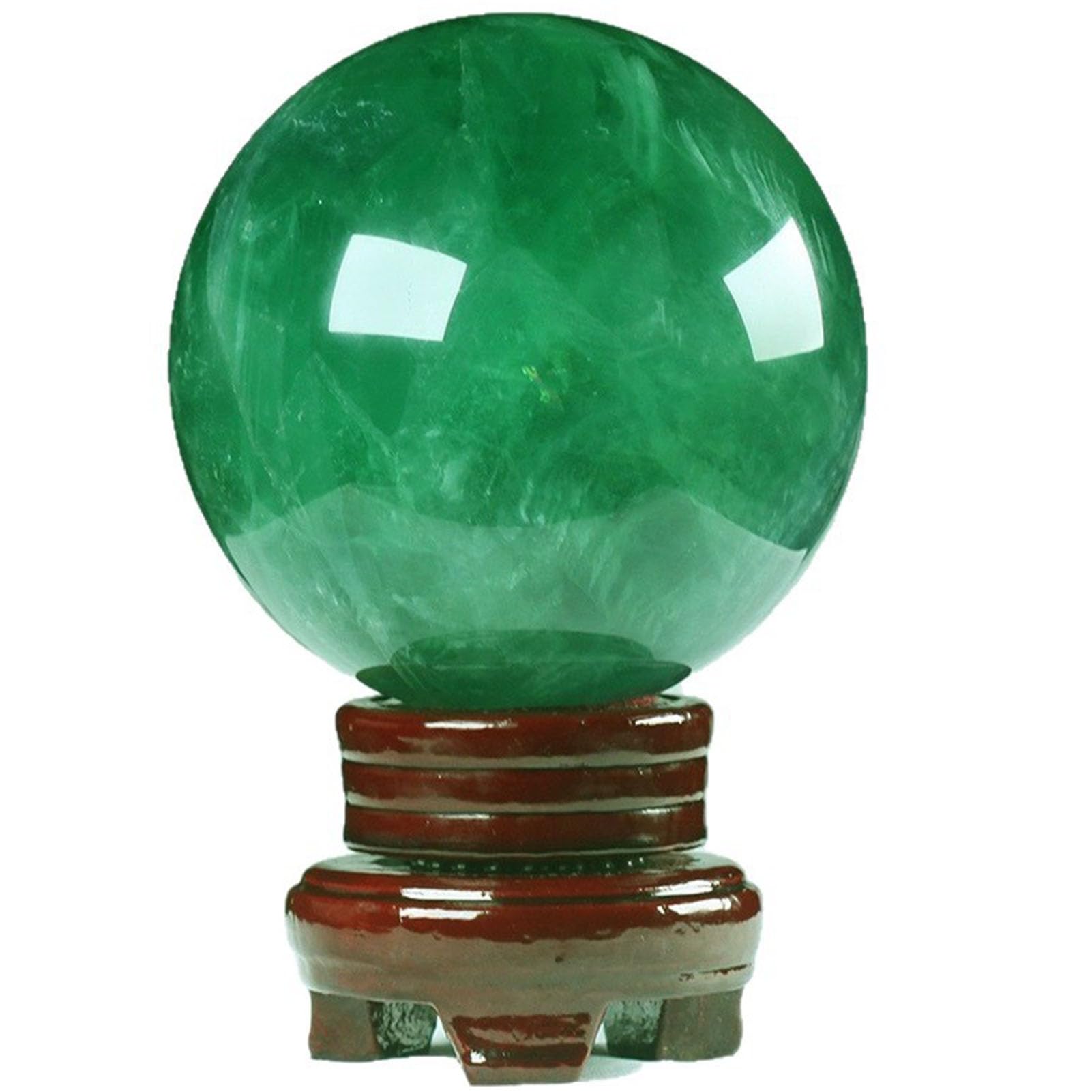 HHCTEBEC Natural Fluorite Stone Crystal Sphere Feng Shui Home Decoration Ball Positive Energy Scrying Orb for Meditation Tool for Spiritual Space Purification Globe Green Sphere,130MM