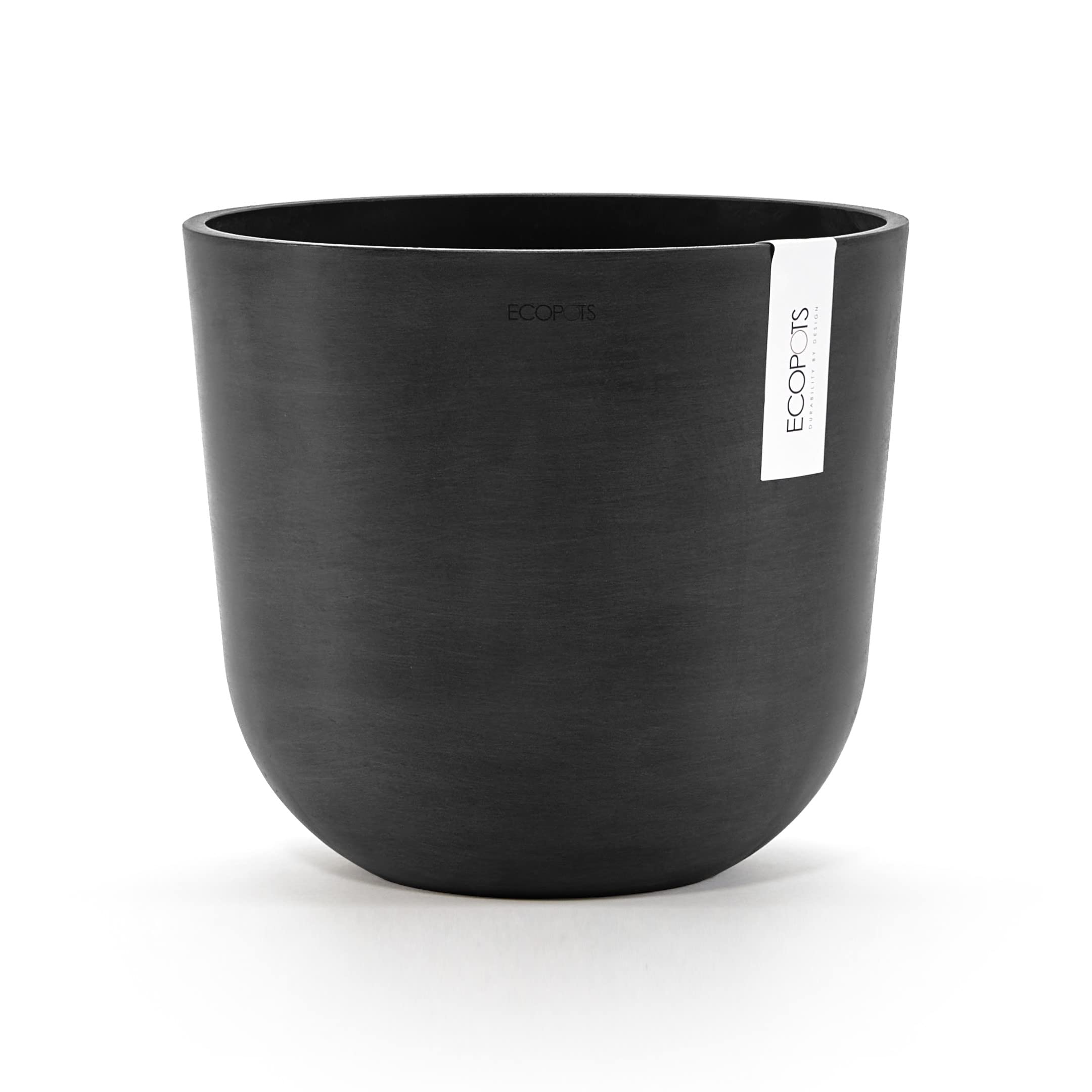 Ecopots Ashortwalk Oslo - Vaso Rotondo Per Piante In Plastica Riciclata (Diametro 25 Cm X Altezza 21,8 Cm) (Nero)-image
