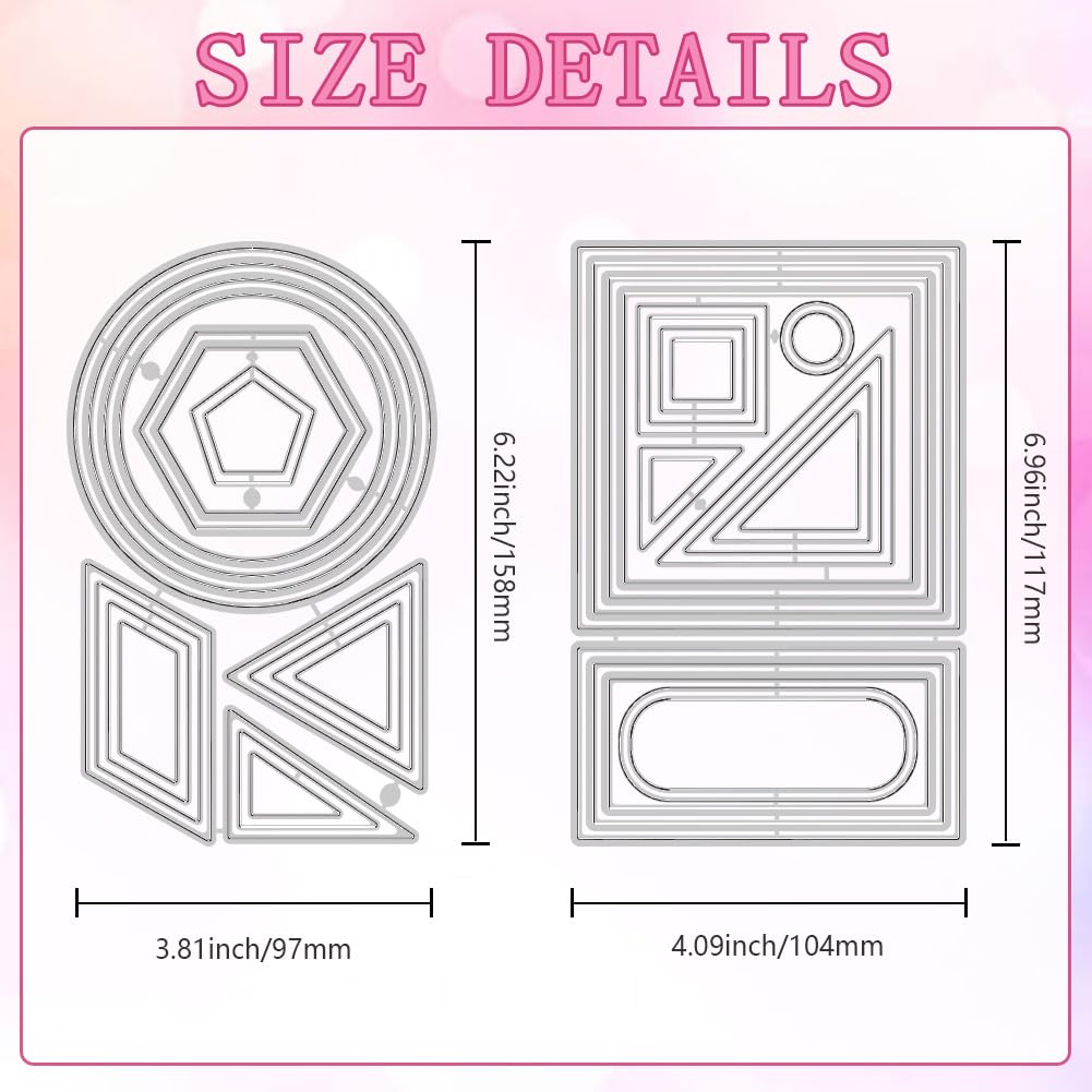 DELORIGIN 40pcs Geometry Frame Cutting Dies Card Making Die Cut Square Circle Carbon Steel Die Cuts Stencils Card Scrapbooking Embossing Template Dies for DIY Craft Paper Album Gift Decor - Image 2