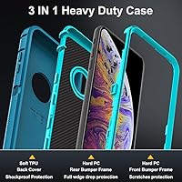 Vista 4 de Funda para iPhone X/iPhone Xs con 2 protectores de pantalla de vidrio templado, grado militar 3 en 1, resistente a prueba de golpes, a prueba