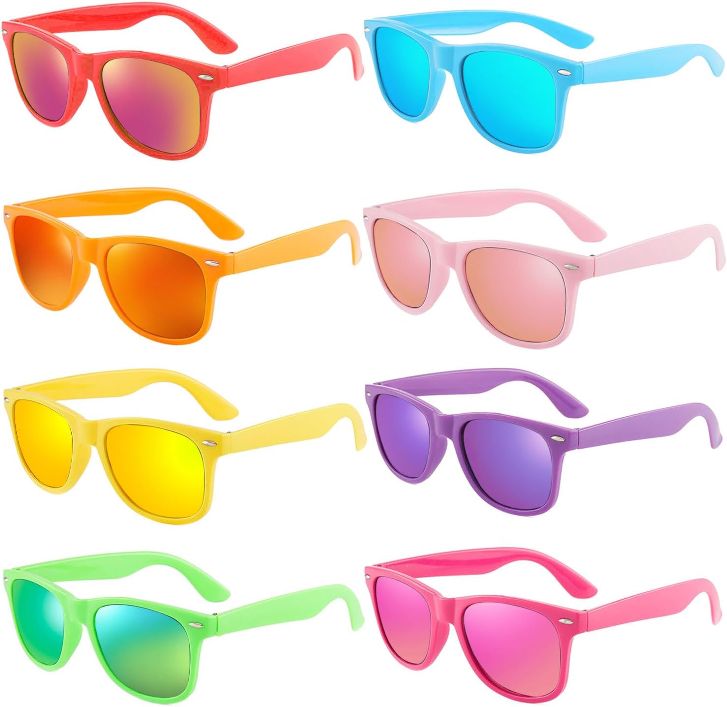Pibupibu Neon Colors Party Favor Supplies Unisex Sunglasses Pack of 8