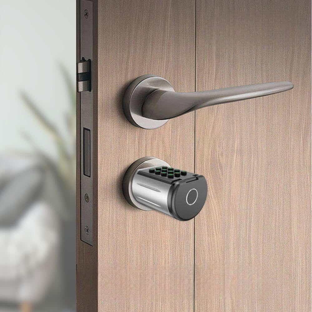 LOCKY-6 V3 Cylindre connecté étanche IP65 pour extérieur à Empreinte digitale, Code, Badge, Application Smartphone, Bluetooth