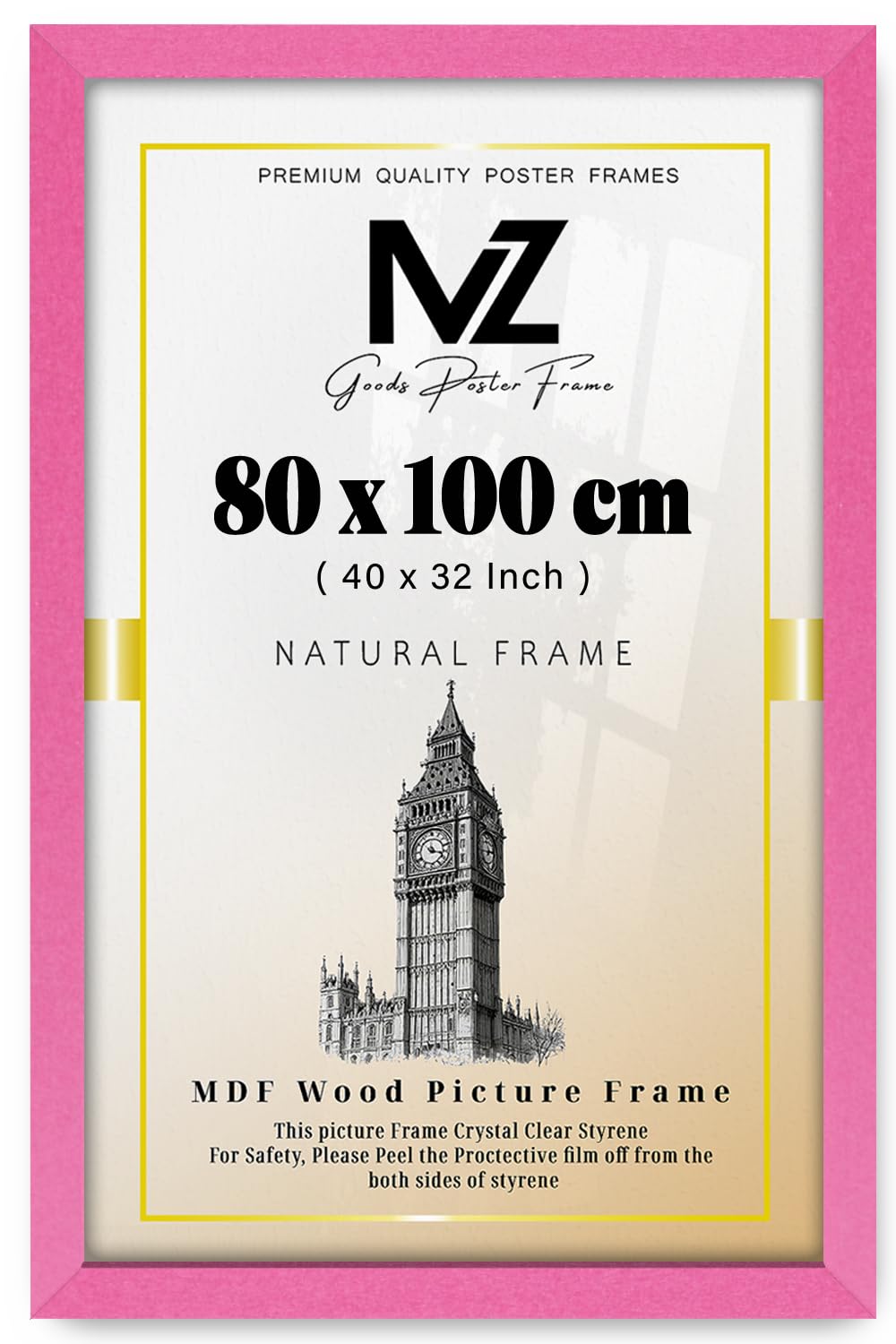 Mz Goods Pink | Rectangle (80 X 100 Cm) Eton Wood Frame – 40 X 32 Frame | Special Occasions 100 X 80 Cm [ ]