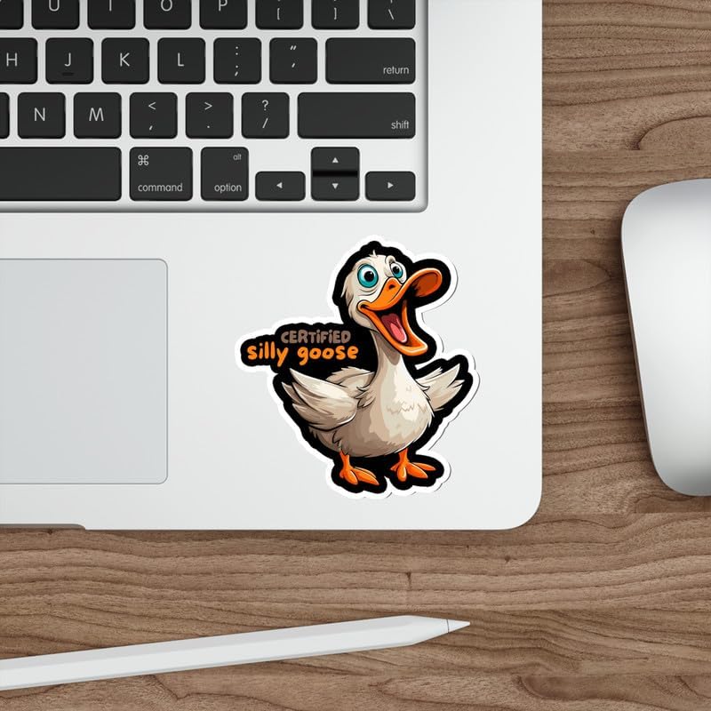 Miniatura 2 de Calcomanía de ganso tonto certificada, diseño de animales lindos, vinilo pequeño impermeable para botella de agua, taza, libro de pasaporte, libro