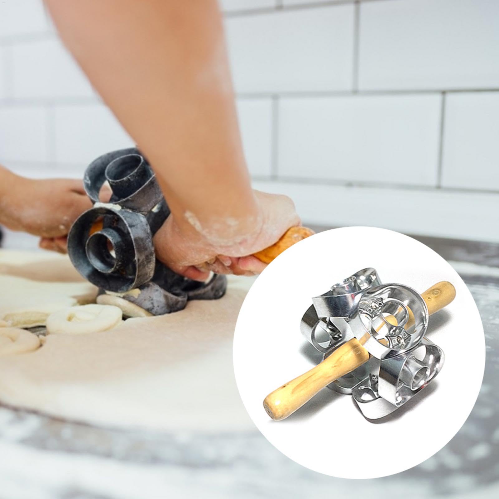 Taglierina a rullo per ciambelle, rotante, in acciaio, per pasticceria, utensile da cucina, altamente efficiente per pasticceria