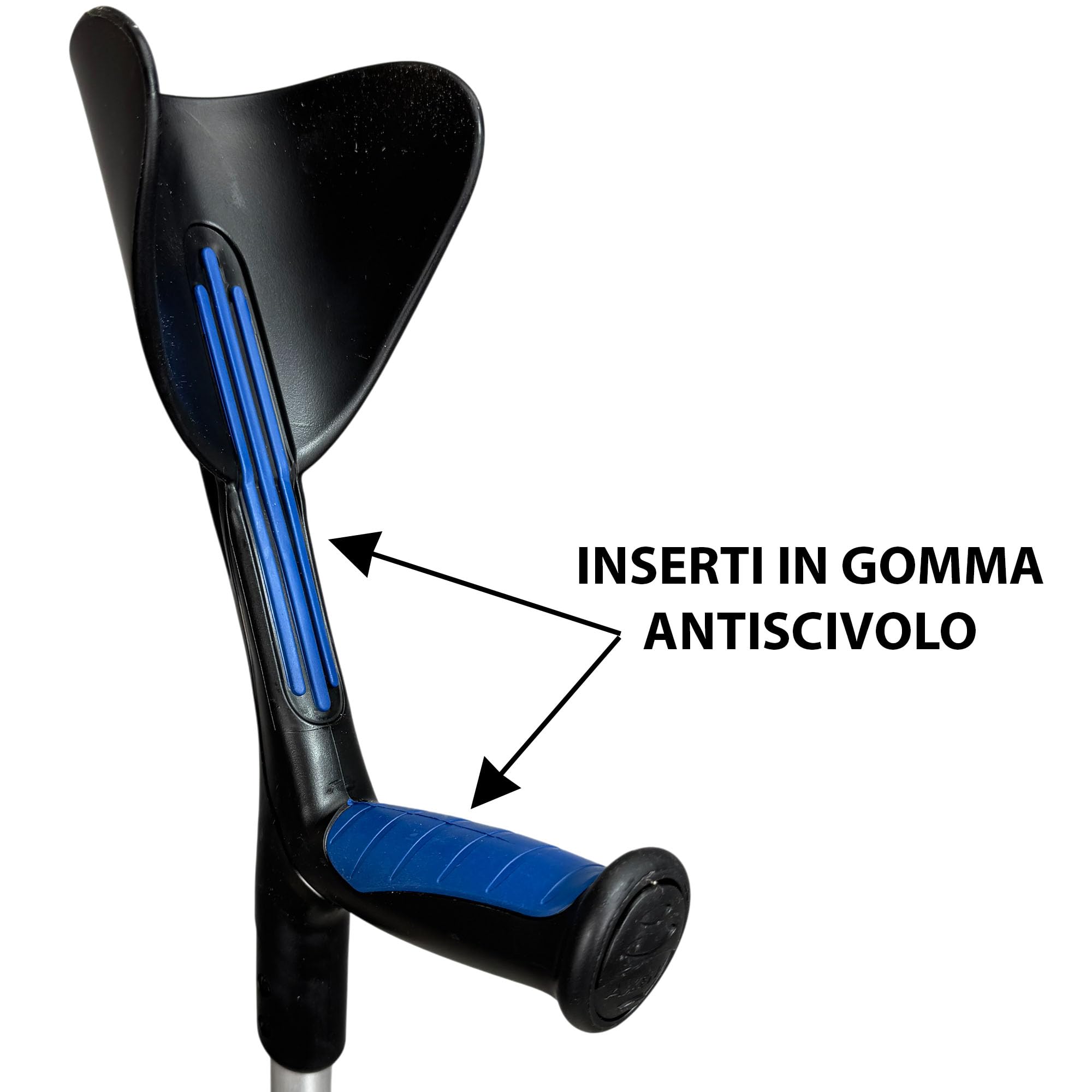 Stampelle Ortopediche regolabili in altezza (2 unità) Ultraleggere con impugnatura Comfort, Stampelle Canadesi,Stampelle antiscivolo (Nero)