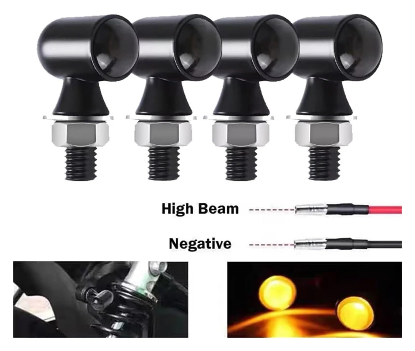 Indicatore di direzione Moto 12V 8mm Moto Freccia Indicatore di Direzione Luci Lampeggiante(4 PCS)