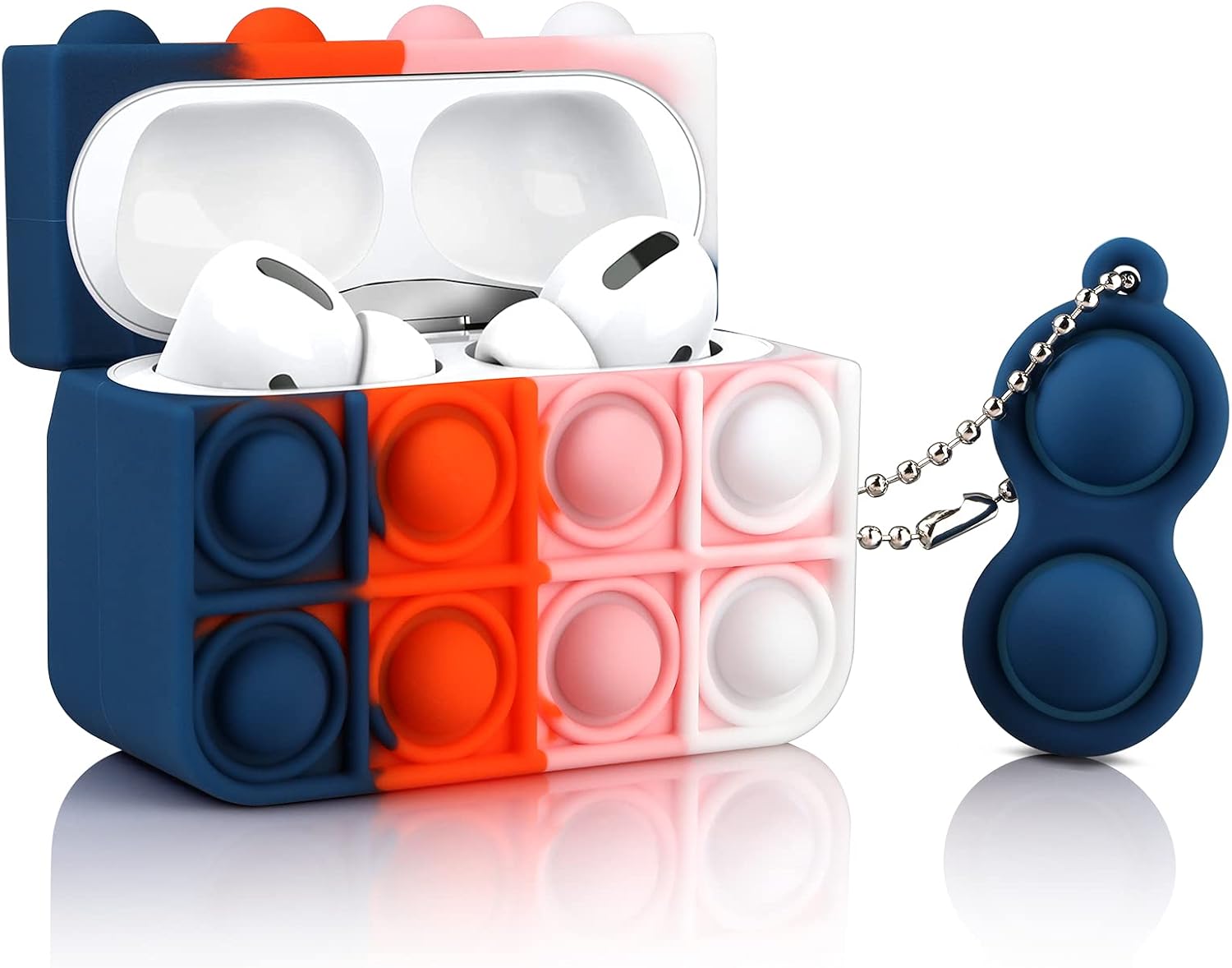 ELOVEN for AirPods Pro 2nd Case Protective Case with Keychain for Airpods Pro 2 Soft Silicone Cover Flexible Skin Full Body Protection Shockproof Case for AirPods Pro Navy Blue