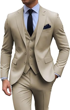 Mens Suits for Men Slim Fit 3 Piece Suit Wedding Prom Formal Business