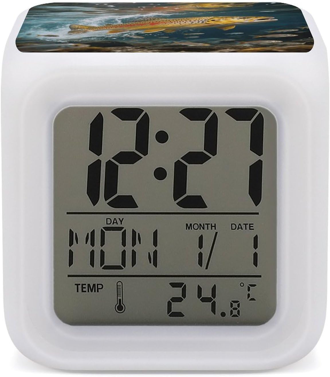 Night Light Alarm Clock, 7 Color Changing, Trout in The Water