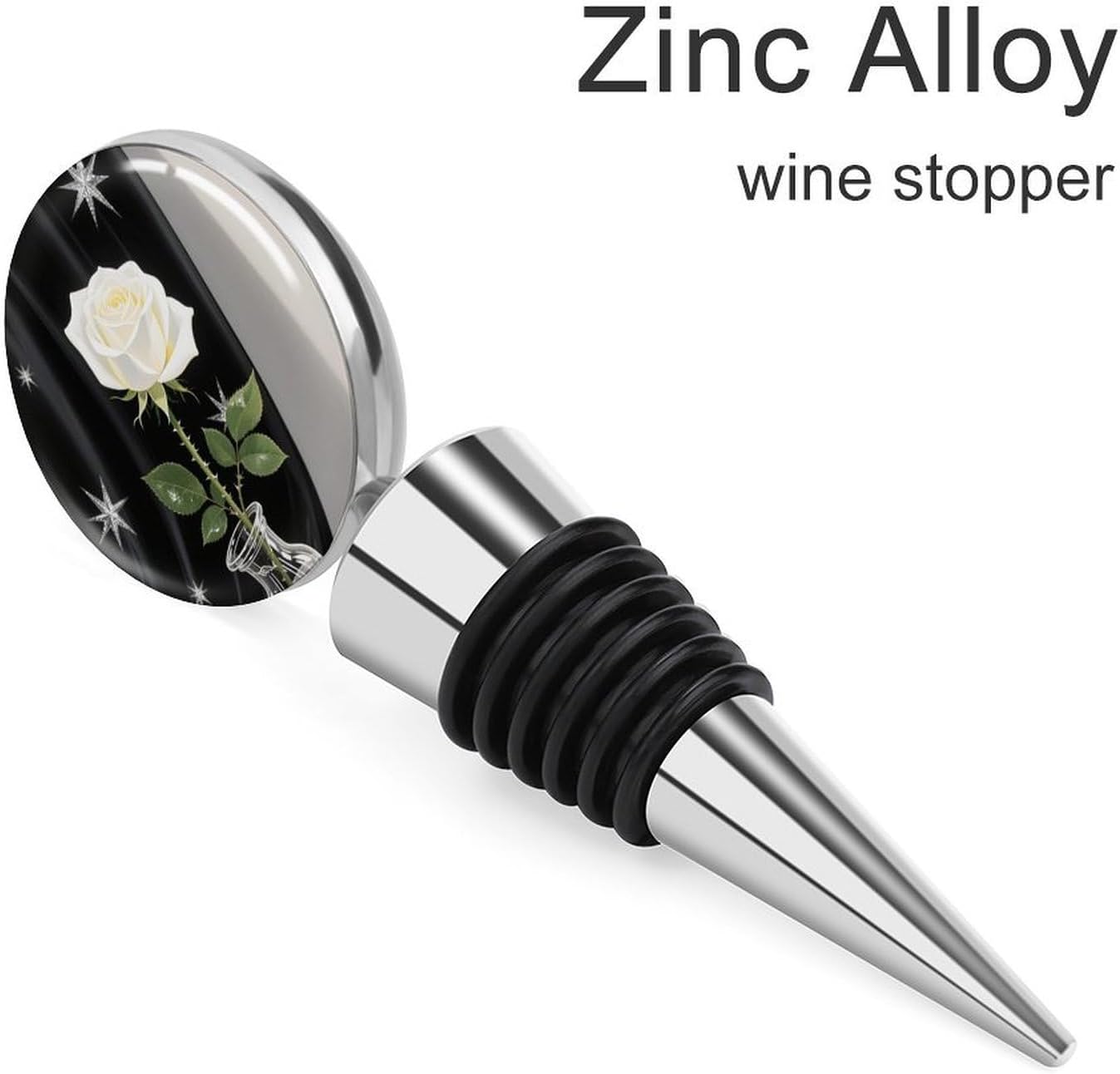 Rose Flower Wine Stoppers Personalized Leak Proof Vacuum Bottle Stoppers Metal Bottle Sealer Reusable Seal Stopper Wine Saver for Keep Fresh Wines Lovers