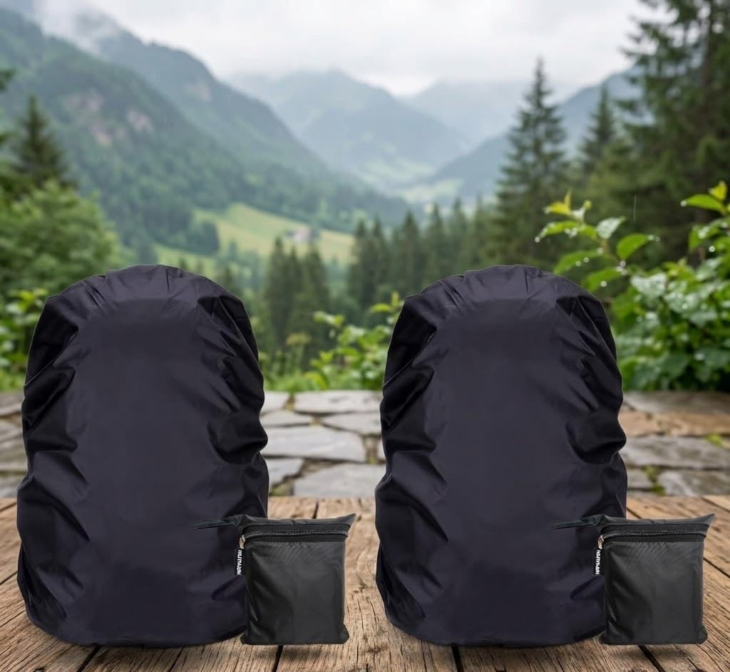 Hebezon 2 Pcs Waterproof Backpack Rain Cover for School,Office Laptop Bags Adjustable Elastic Dustproof Protector Travel Daily Commute Cover Fits 15L-90L Lightweight Storage Pouch-image-29