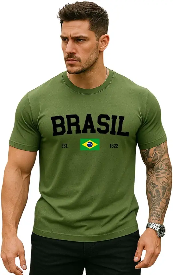Camiseta Brasil Masculina 100% Algodão Premium Brasil Copa Do Mundo