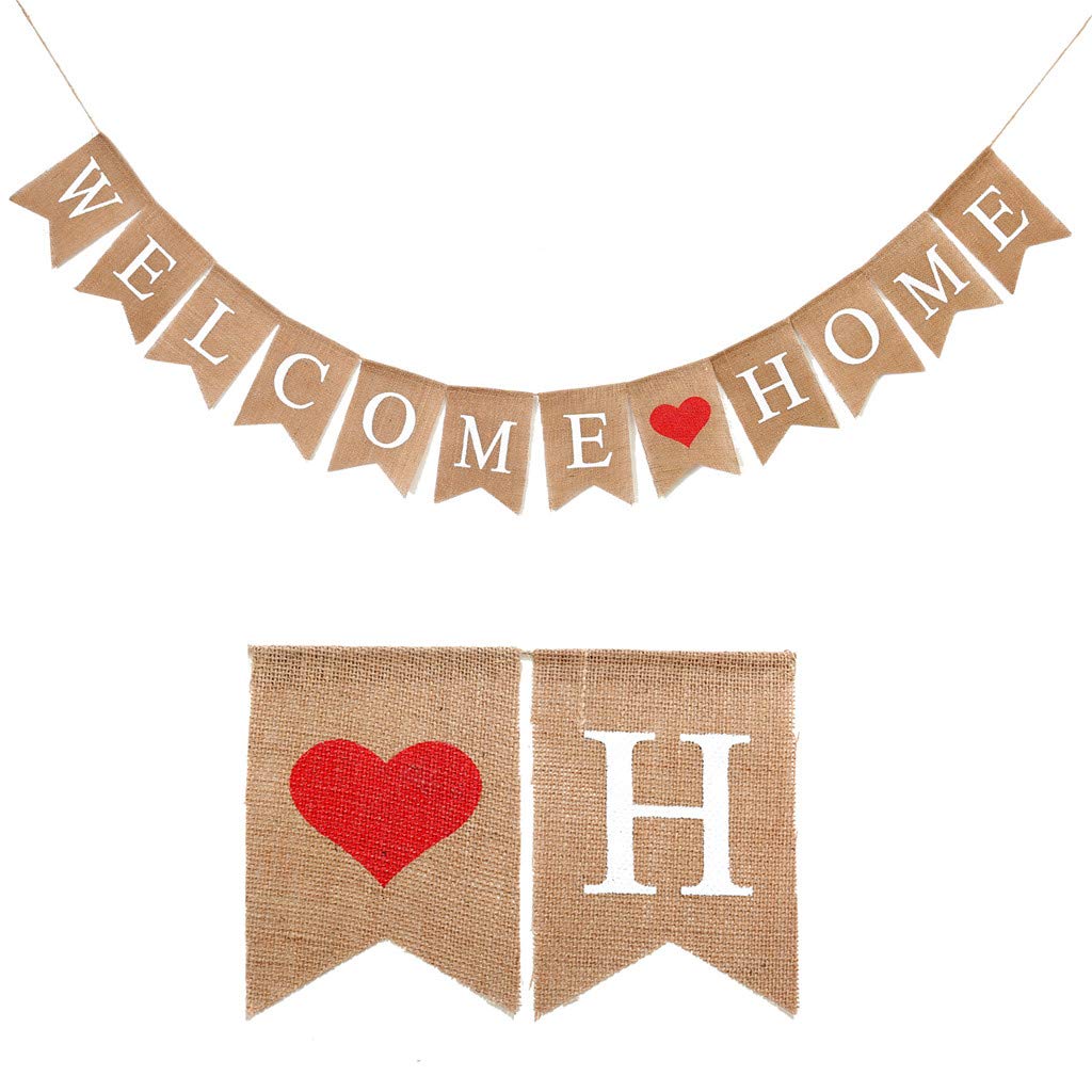 Vintage Welcome Baby Banner Aus Leinen – 2,8 M Lang, Mit 13 Wimpeln, Rustikale Deko Für Babyparty, Geburt Oder Fotoshooting