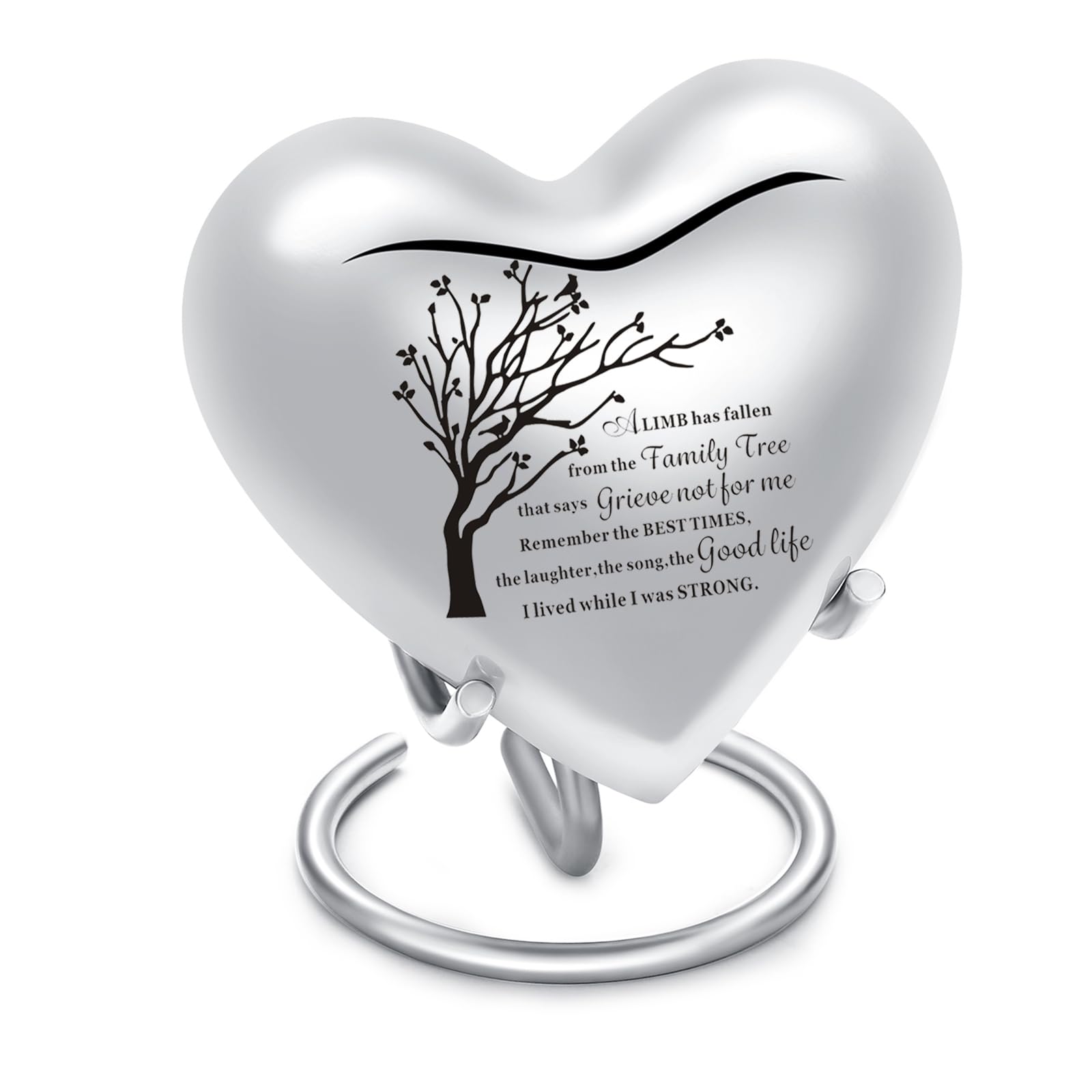 BAOWIQI Heart Urn for Ashes - Heart Shaped Cremation Urn for Ashes Memorial Jar Pot Container Small Keepsake Urn for Human or Pet Funeral with Stand — image 1