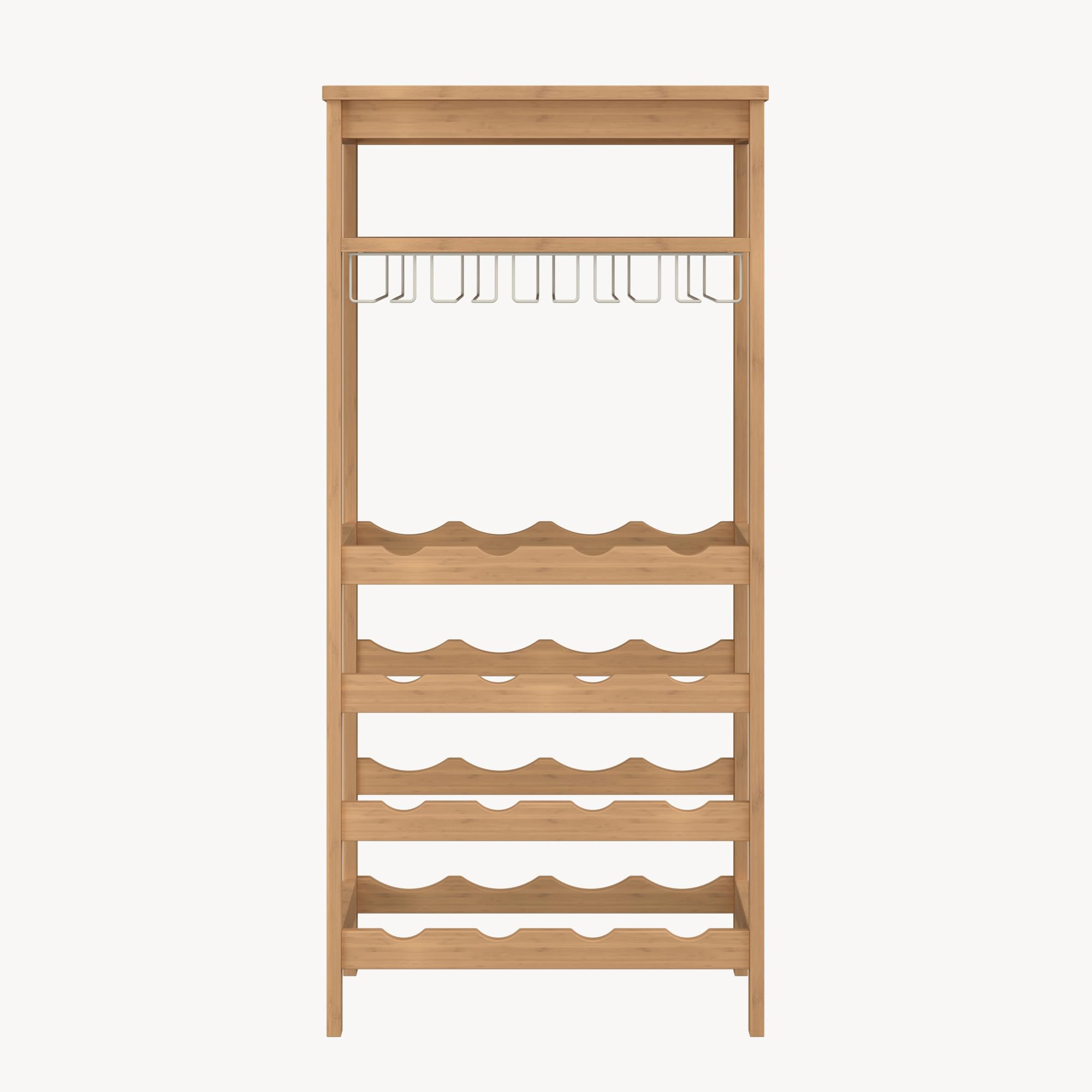 [en.casa] Cantinetta Mobile Portavino per 16 Bottiglie Scaffale Porta Bottiglie da Vino con Portabicchieri e Scomparto Aperto Soggiorno Sala da Pranzo 100 x 47 x 29 cm in Bambù Naturale