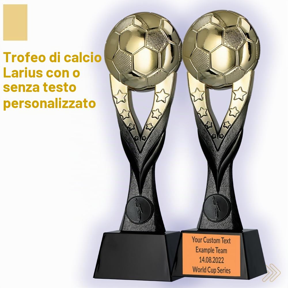 Larius Coppa vincente di calcio (26 cm, 392 g) - trofeo dorato con/senza incisione - ideale per tornei, finali, campionati di club e compleanni - F3
