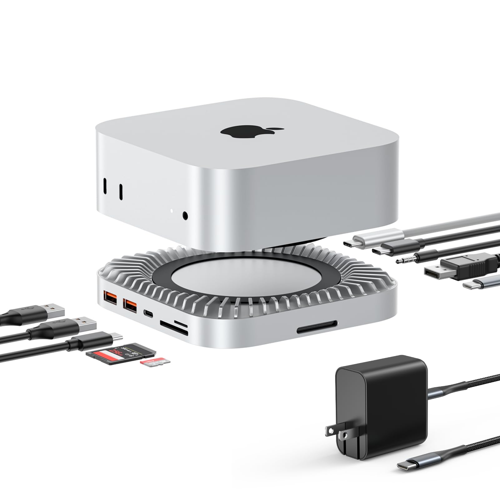 RayCue 40G Mac mini M4 Dock Stand with 8T NVMe SSD Enclosure 2X USB-A 3 2 10Gbps USB-C