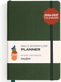 Anecdote 2026-2027 Daily Workflow Planner: Undated Hardcover A5 Productivity Planner with Monthly, Weekly & Daily Pages - Start Anytime