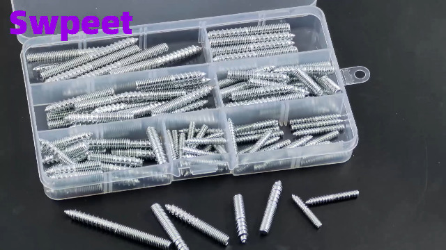 Image of Swpeet 120Pcs 7 Sizes M4 M6 Zinc Hanger Bolts Assortment Kit, Double Headed Bolts, Self-Tapping Screw Hanger Bolts, Dowel Screw Bolts Threaded Rods Bolt Furniture Screws for Wood Furniture Joint