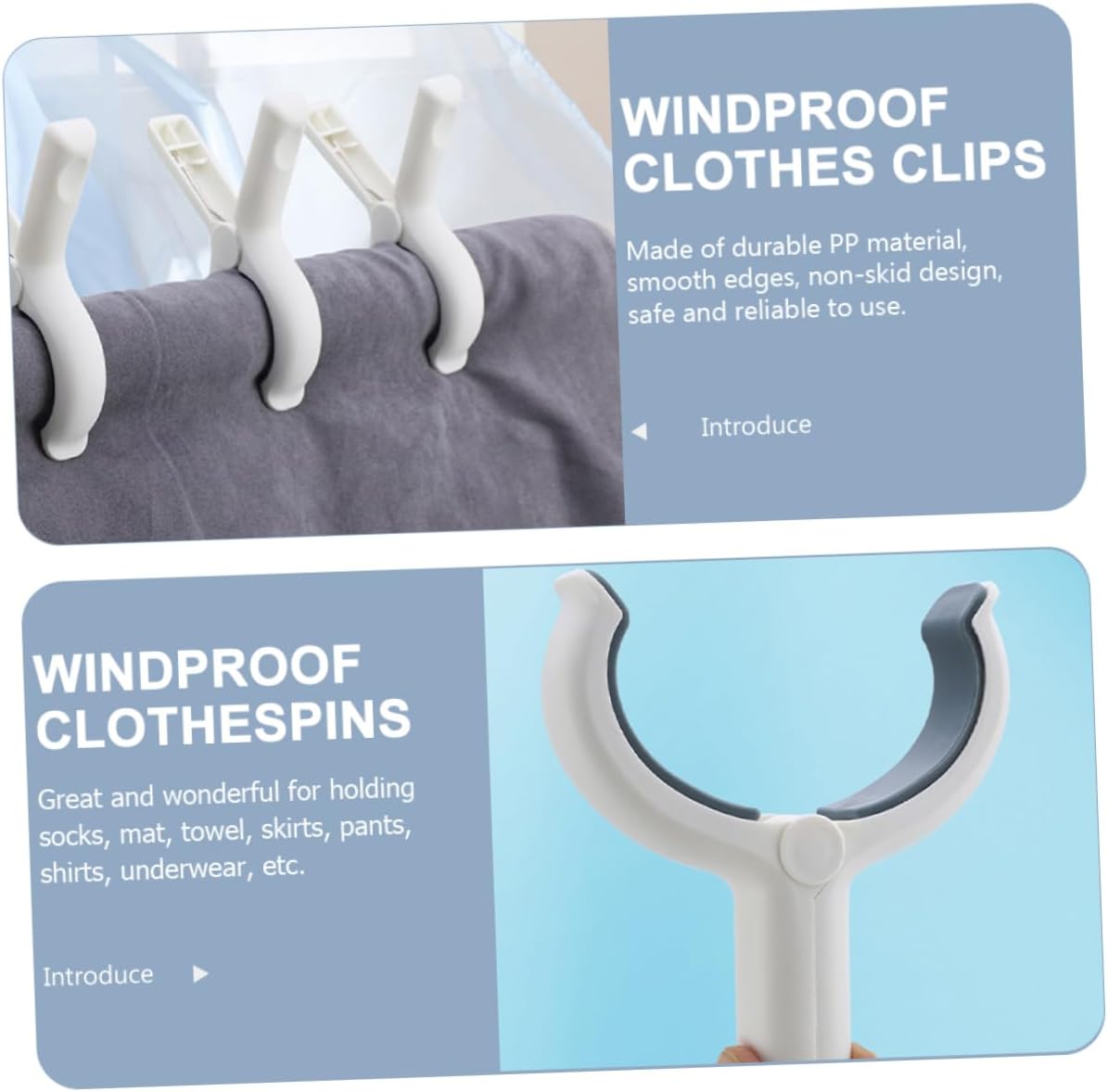 OUNONA 24pcs Windproof Clothes Clips Laundry Pegs for Indoor Outdoor Use Non-Skid Design for Secure Drying of Clothes and Beach Towels Small Blue Khaki