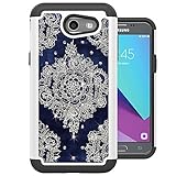 J3 Emerge Case, J3 (2017) Case, MagicSky [Shock Absorption] Studded Rhinestone Bling Hybrid Dual Layer Armor Defender Protective Case Cover For Galaxy J3 Emerge, J3 (2017)(Flower1)