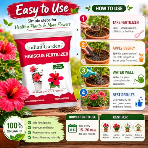 Image of Indian Gardens - Hibiscus Organic Fertilizer (5 Kg) | Flowering Plant Fertilizer |Organic Plant Food For Flowering | Healthy Stems And Strong