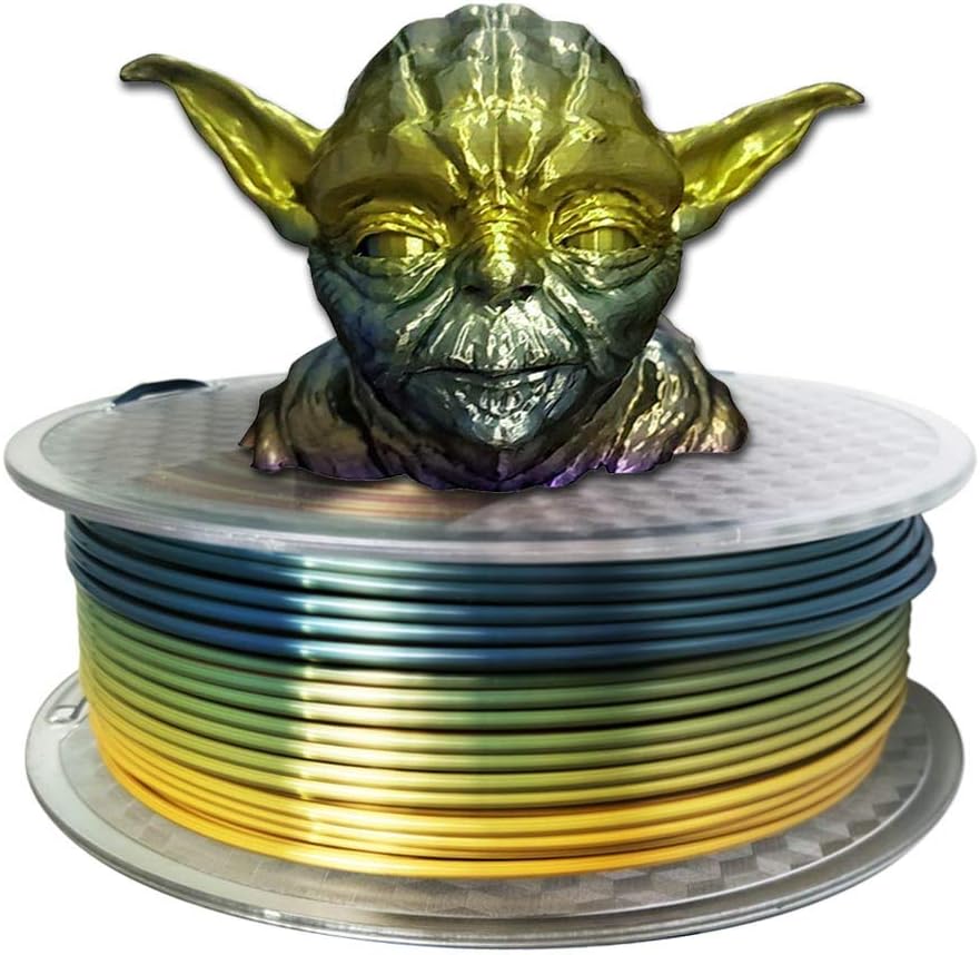 2.85mm Silk Rainbow PLA Filament Multicolor PLA 3D Printer Filamentt 1KG Multi Color Printing Material Gradually Canging Color PLA Rainbow Mulitcolor Multicolored Metallic Color Gradient Filament