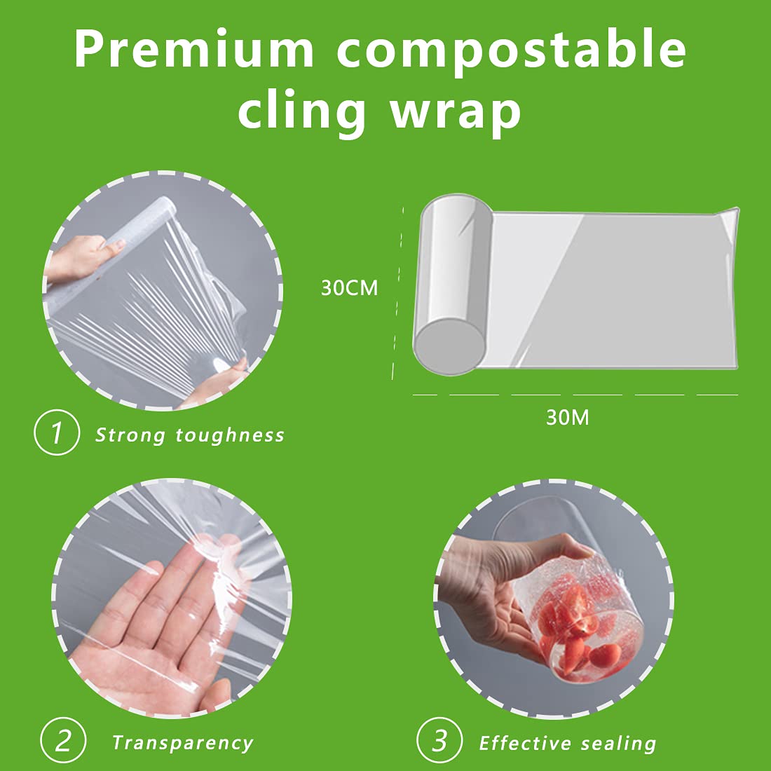 Compostable Cling Wrap with Slide Cutter, Certified Biodegradable Food