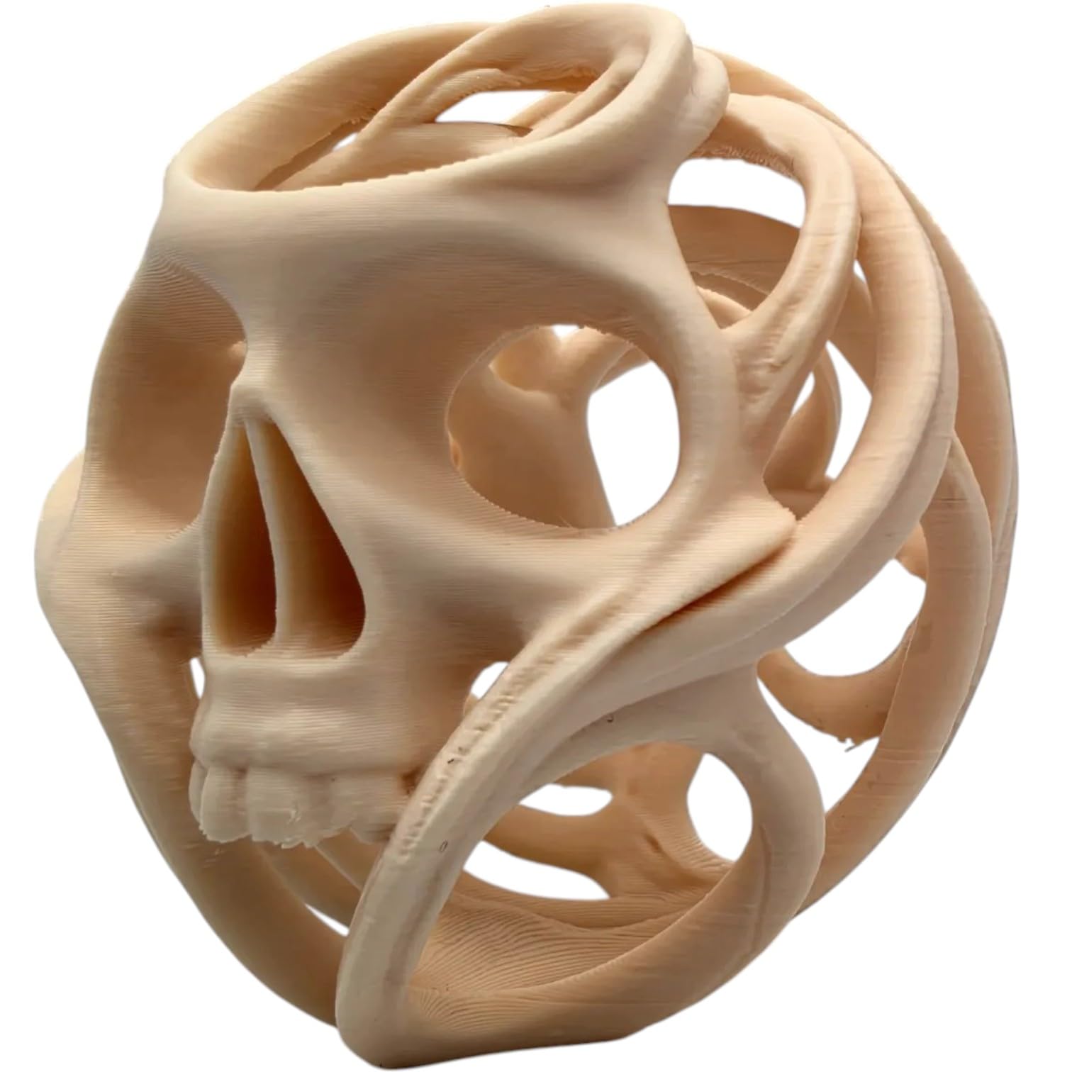 Skull in The Smoke Sculpture – Abstract Gothic Skull Wrapped in Flowing Vapor Form, Surreal Skeleton Decor for Shelf or Desk Display – 3D Printed in Canada