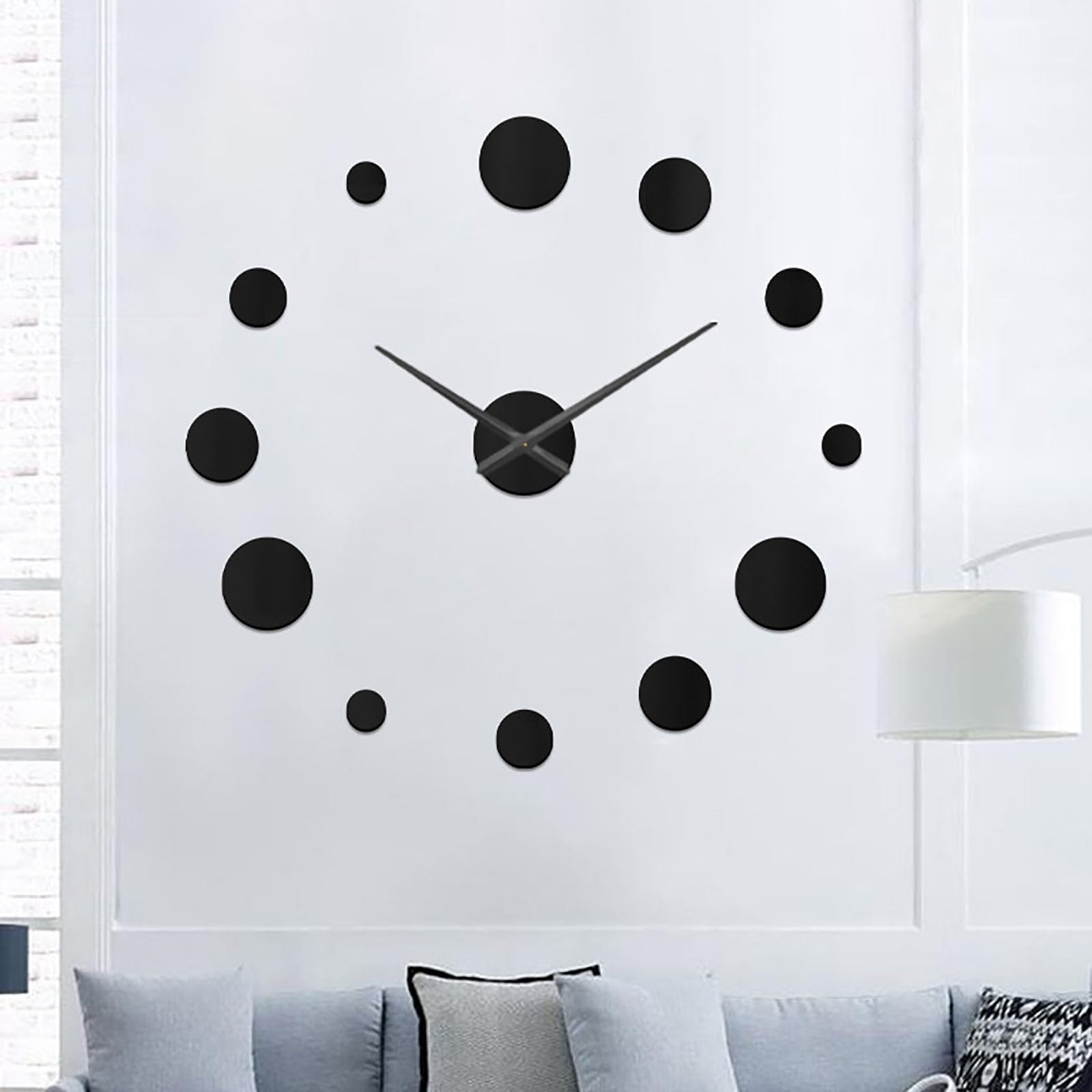 MYBSXKEOZ 3D DIY Wall Clock, 3D Modern Trend Wall Clocks For Living Room Decor,Frameless Large DIY Wall Clock Suitable For Kitchen, Farmhouse, Bedroom(B,Black)
