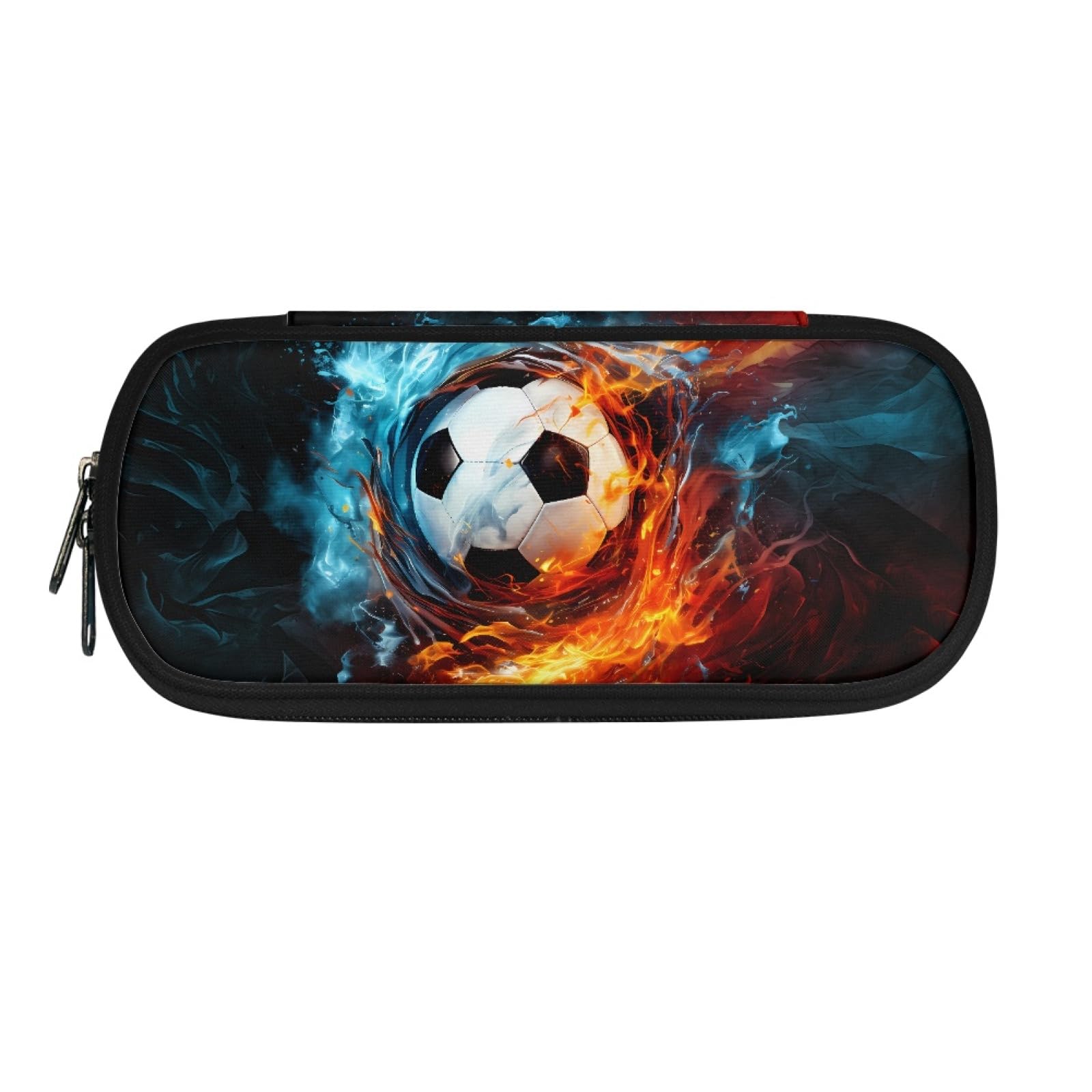 TOADDMOS Fire Water Football Print Pencil Cases Pencil Bag Pouch for Boys Girls Teens Middle High College School — image 1